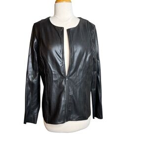 Spanx Black Faux Leather Moto Jacket – Full Zip